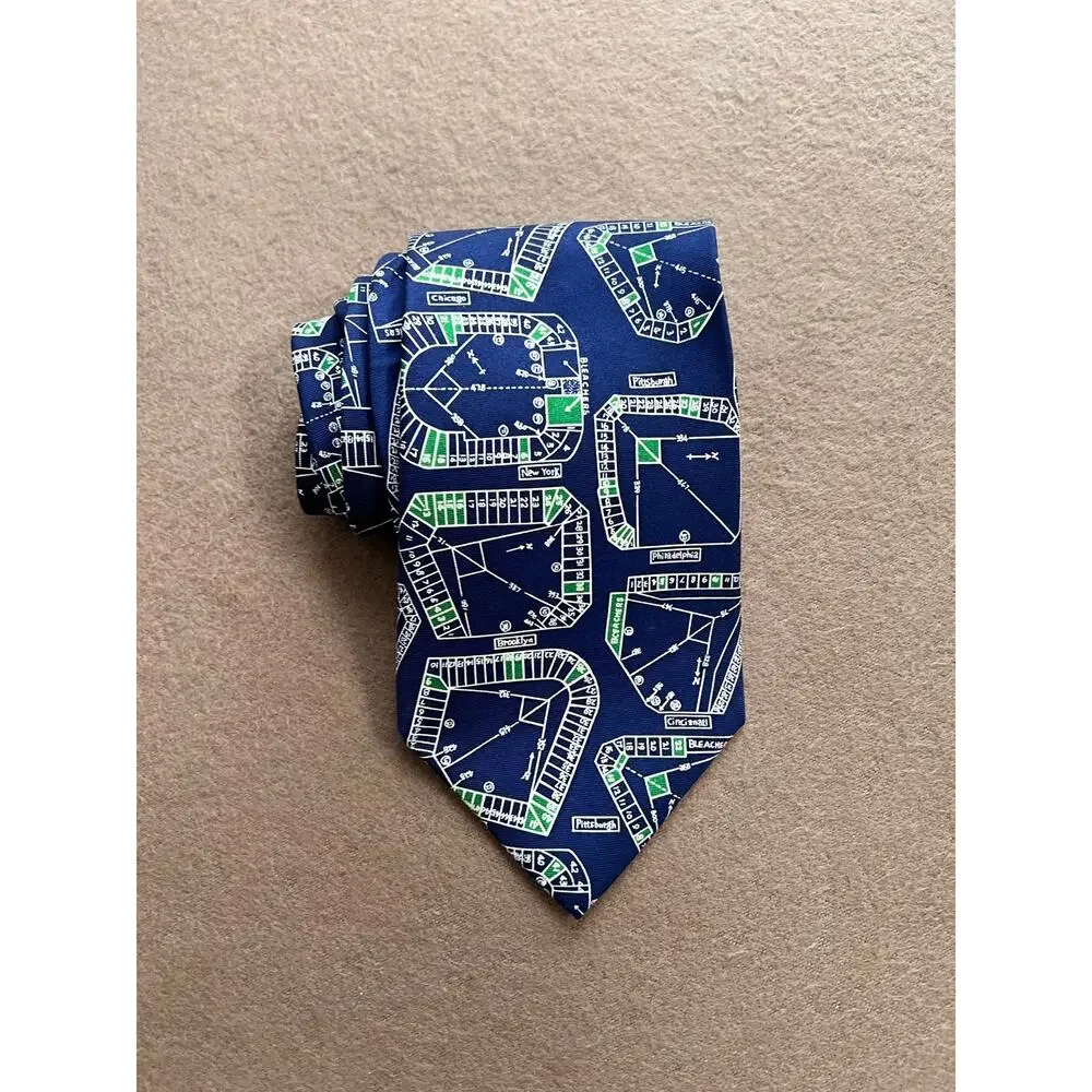 Vintage Josh Bach Classic Historical Baseball Ballparks Silk Men's Novelty Tie